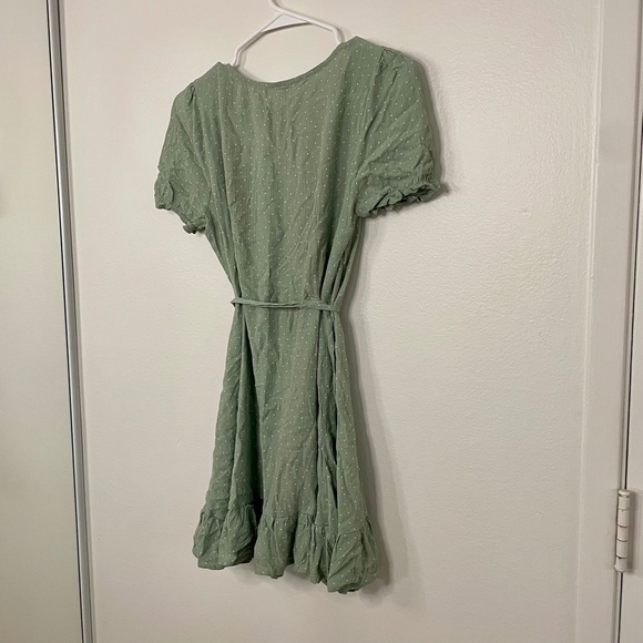 Revolve Mini Wrap Dress in Sage Polka Dot - Picture 15 of 15
